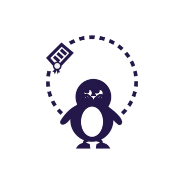 A cute purple penguin using a jump rope with a phone attached.