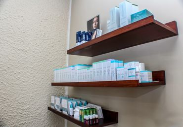 Sanitas skincare products on shelves 
