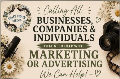 Advertisement for marketing and advertising help from Daisy Chain Media.