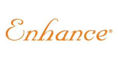 Logo featuring the word 'Enhance' in a stylish orange script font.