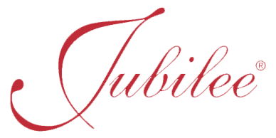 Elegant red cursive text spelling 'Jubilee' with a trademark symbol.