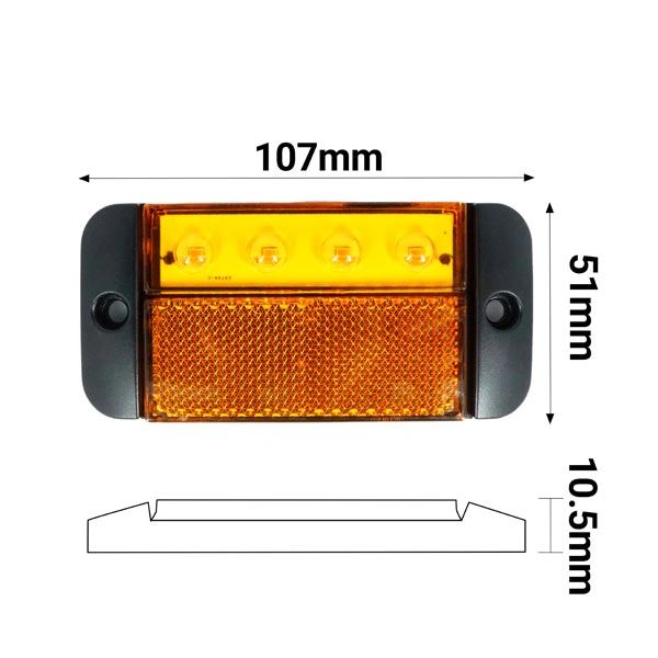 LED light with reflector amber, red, white