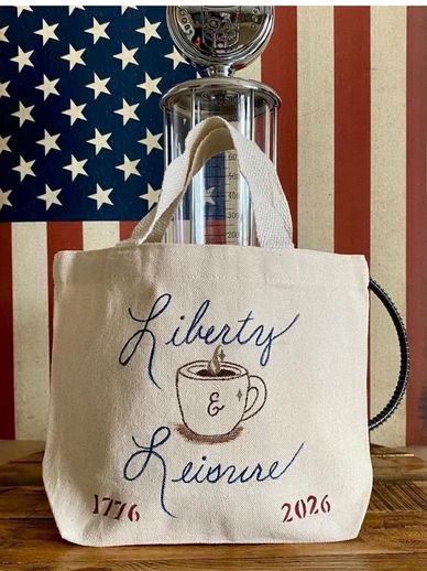 A hand-painted canvas tote influenced by coffee rituals, summer travel, and American leisure.