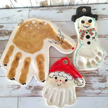 santa, snowman and reindeer clap imprint ornaments