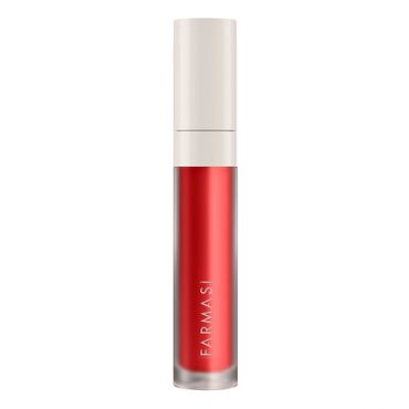 Sleek red Farmasi lip gloss with a white cap for vibrant lip color.