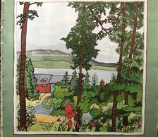 Silk Painting on Scarf. Commissioned.  Michigan Landscape