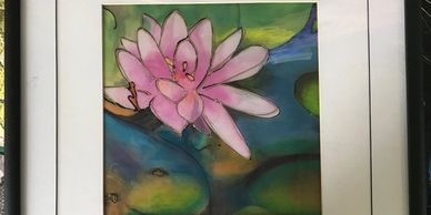Lotus Lilly  - Silk Painting and Mixed Media.  Nice for a Healing Practice.