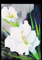 White Gladiola - Painting on Silk