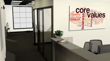 Glass Wall and Demountable Wall systems with Custom Graphics package.