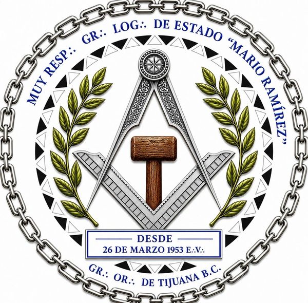 Emblem of the Masonic lodge 'Mario Ramirez' established in Tijuana, 1953.