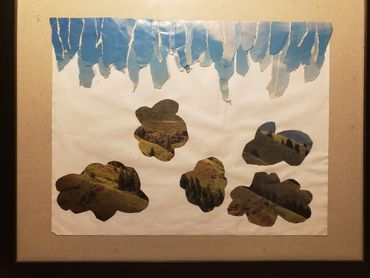 a collage of sky and mountains. the sky is on the top, and the mountains are on the bottom.