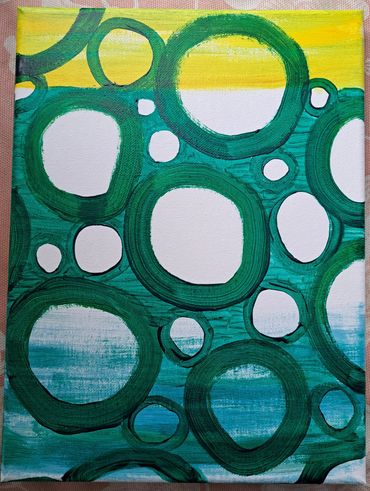 an abstract painting of bubbles.