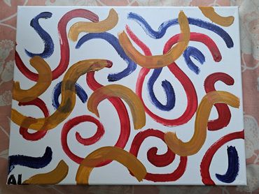 an abstract painting of swirls.