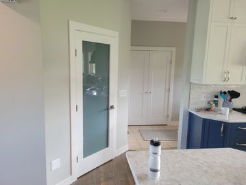 interior door, pre hung door, white trim, wood trim. painted trim,