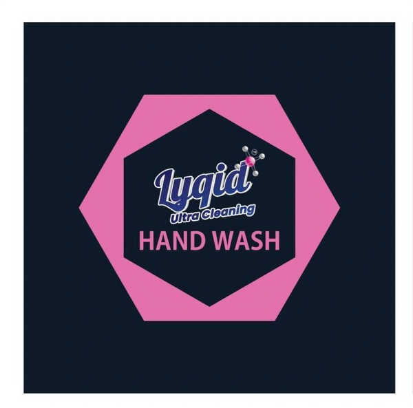 Logo for Lyqid Ultra Cleaning Hand Wash in pink and navy colors.