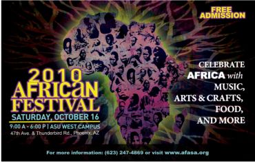 2010 African Festival celebrating music, arts, crafts, and food with free admission.