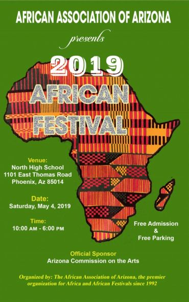 2019 African Festival by African Association of Arizona with free admission and parking.