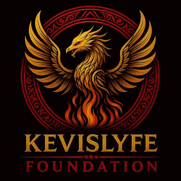 Fiery phoenix logo with KEVISLYFE FOUNDATION text.