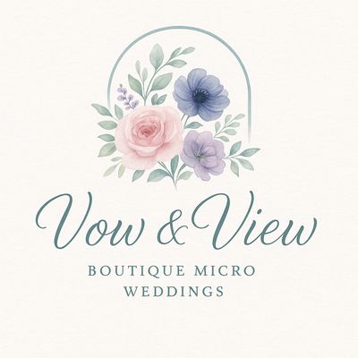 soft pastel image of the vow and view weddings logo