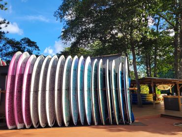 Rental SUP's on outdoor rack