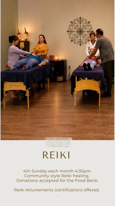 Community Reiki healing sessions with donations for the Food Bank.