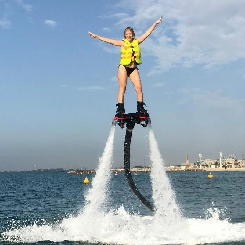 lady flyboarding in dubai