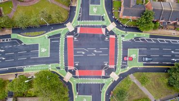 Aerial view of completed CYCLOPS junction, Manchester - Client: Manchester City Council