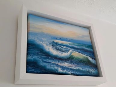 An original canvas in a bespoke-framed tray frame.