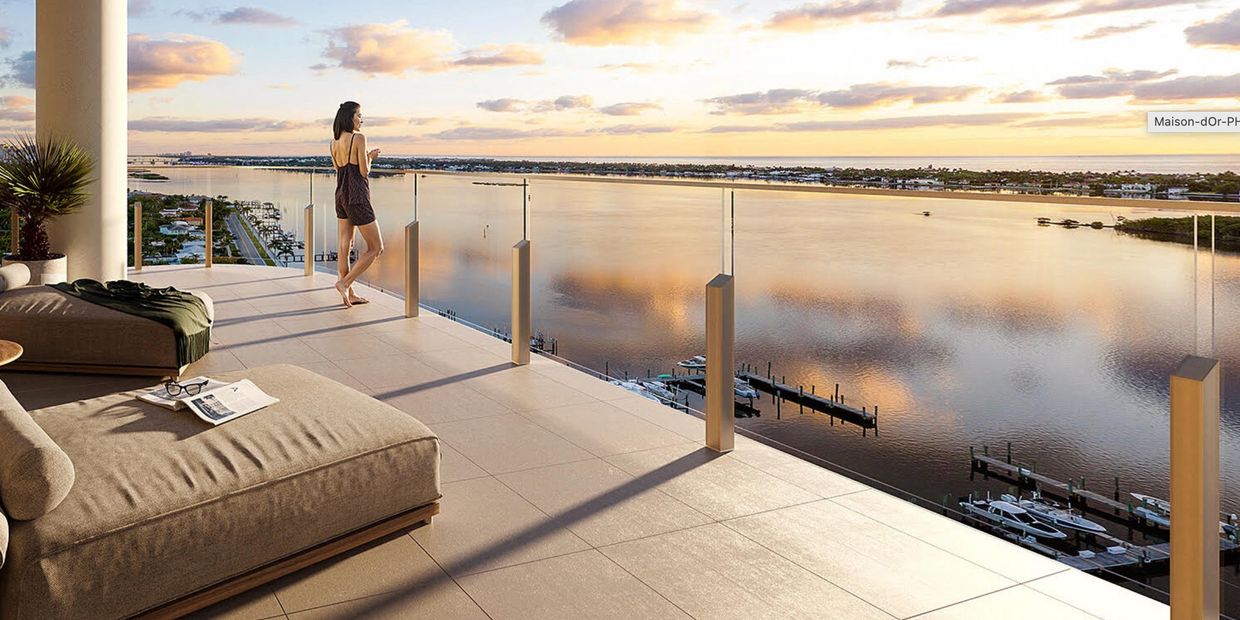 Maison D'Or West Palm Beach, terrace with view of water, condos for sale