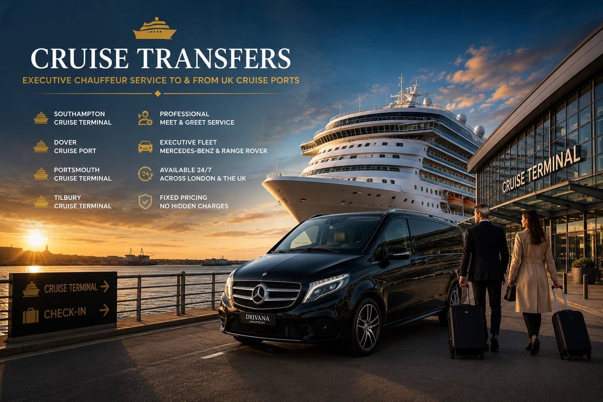 Executive cruise transfer service to and from Southampton, Dover and UK ports.
