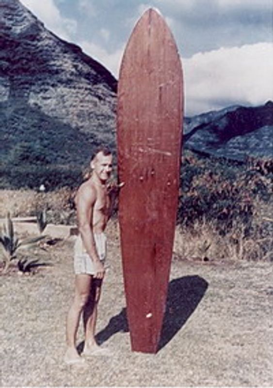 My father surfing in Hawaii. 
