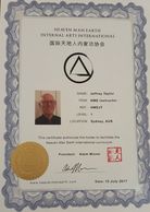 Certificate of Instructor level in Heaven Man Earth Internal Arts System.