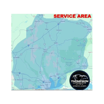 Map showing Thompson Automotive Locksmith service area.