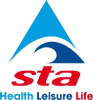 STA logo, blue triangle design with a wave above the red letters STA.