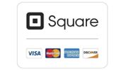 Square logo with accepted credit card icons.