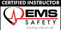 Certified EMS Safety Instructor logo with heart and heartbeat line.