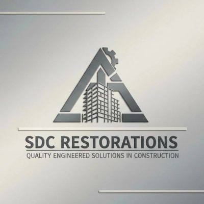 Logo of SDC Restorations with construction theme.