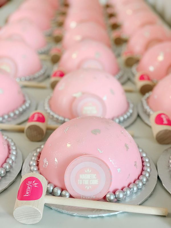 Dome Smash Cakes created for an Influencer Event for Benefit Cosmetics Canada.