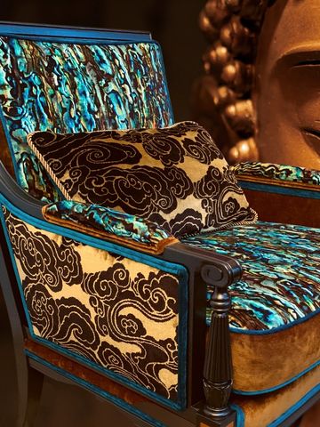 a beautiful chair with a cushion