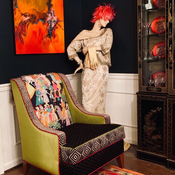 Beautiful chartreuse luxury custom designed chair
