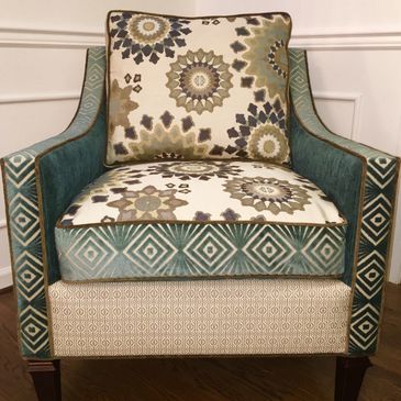 front view of a chair with a cushion