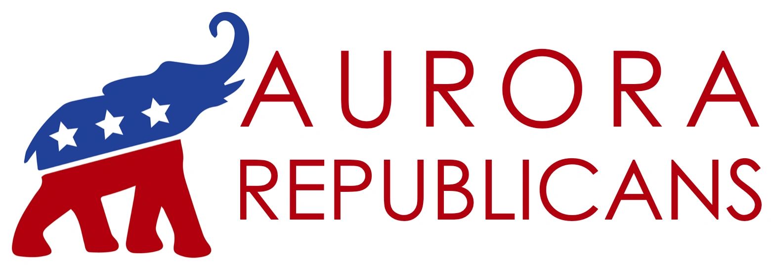 Logo of Aurora Republicans featuring a stylized elephant with stars.