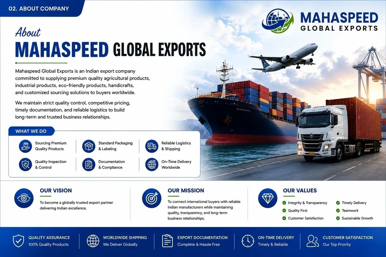 Overview of Mahaspeed Global Exports and their services.