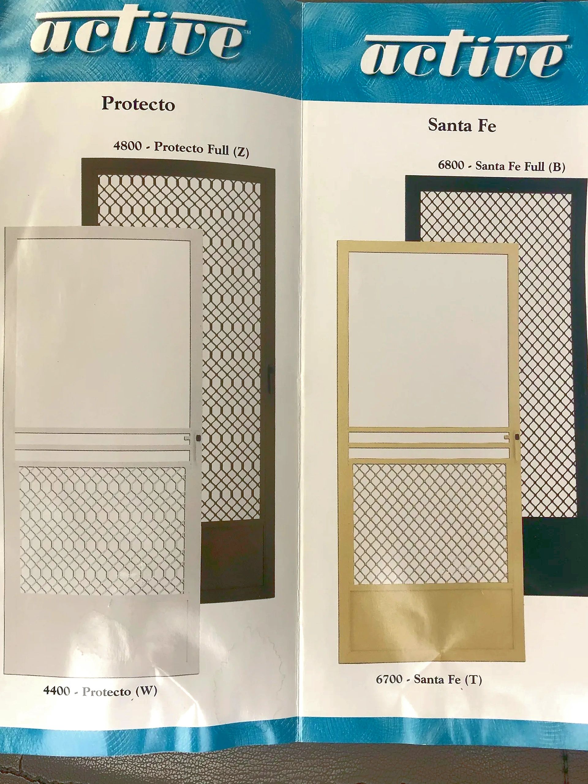 Different styles of the screen doors. I can show you the catalogue during your free estimate!