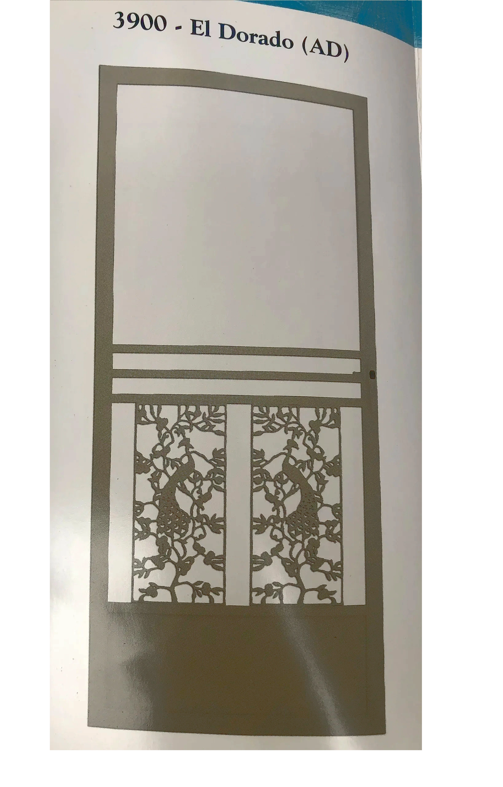 Elegant screen door for front or back yard installation.