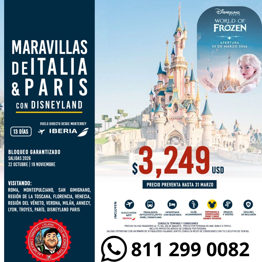Paquetes de viaje a Europa con Disneyland Paris desde Monterrey