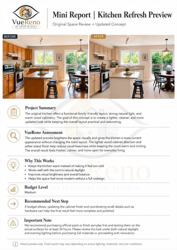 Image showing kitchen before and after renovation with improved cabinetry.