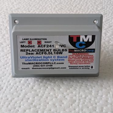 MACROCorp'S UVLSS C-BAND PRO PACKAGE
Includes unit Model: ACF2418UVC
2 high output ACF6.5L18W C-Band