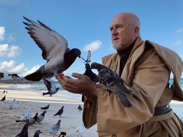 OB One costume with pigeons