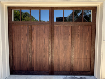 Overlay Carriage House with Madison windows in Dark Oak on high lift track system